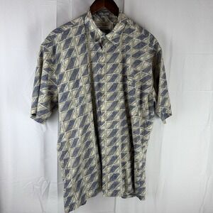 Burma & Bibas Button-Up Shirt 60 Singles Cotton Lawn Print Men's Large Geometric